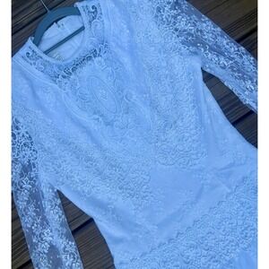 Vintage Jessica McClintock Lace Wedding Dress Long Sleeve Bridal Gown White